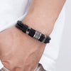 Woven Leather Rope Wrapping Special Style Classic Stainless Steel Men's Leather Bracelet Double-layer Design DIY Customization