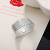 Woven Mesh 925 Stamp Silver Color Women's Dating Ring Korean Wedding Party Charm  Jewelry