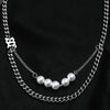 Wu Yifan with Hip Hop Necklace Trend INS Personality Simple Titanium Steel Reflective Pearl Double Collarbone Chain