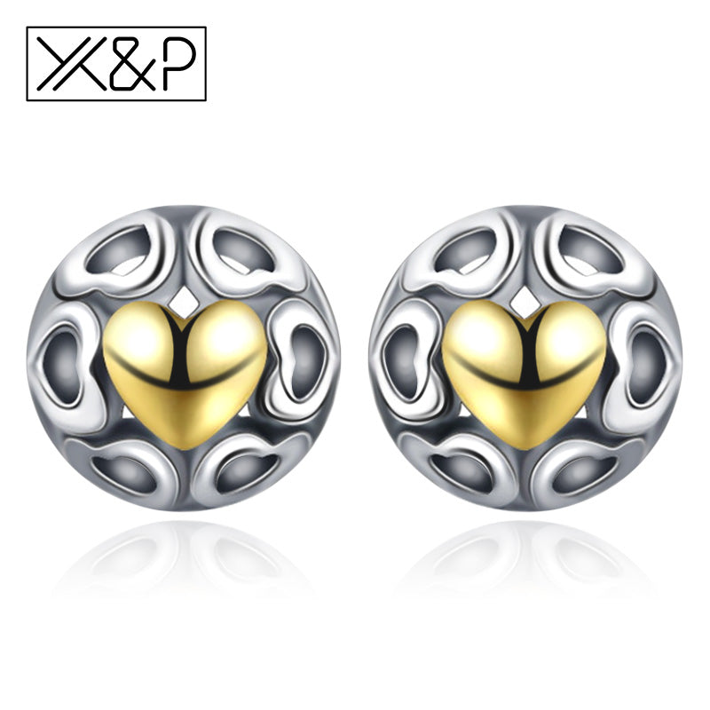X&P Fashion Creative Korean Heart Hollow Silver Stud Earrings for Women Girl Exquisite Geometric Small Earring Jewelry Wholesale