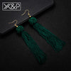 X&P Fashion Vintage Bohemia Ethnic Tassel Drop Earrings for Women Girl Party Wedding Statement Long Cotton Earring Jewelry Gift