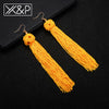 X&P Fashion Vintage Bohemia Ethnic Tassel Drop Earrings for Women Girl Party Wedding Statement Long Cotton Earring Jewelry Gift
