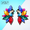 X&P Korean Cute Color Butterfly Crystal Stud Earrings for Women Girl Fashion Geometric Small Cubic Zirconia Earring Jewelry Gift