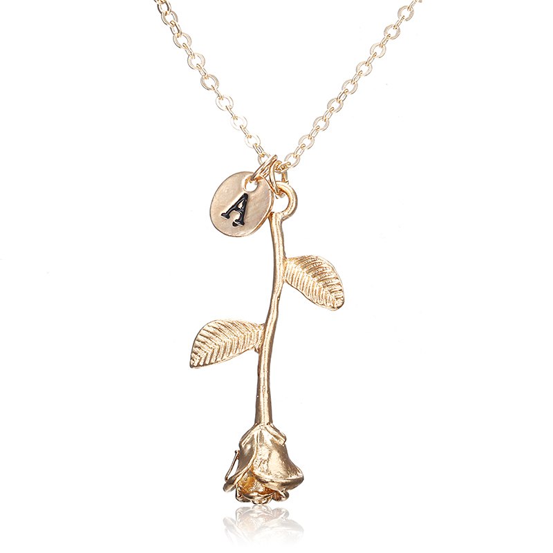 X146 Trendy Summer Gold Color Rose Shaped Pendant Necklace For Women Boho Party Jewelry Bff Charm Colar Rose Choker Necklace