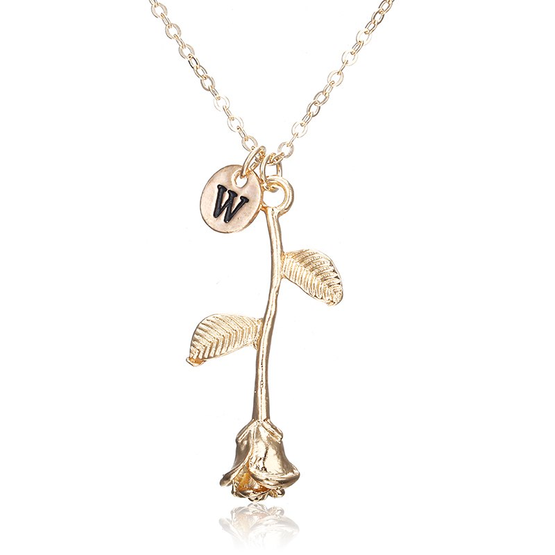 X146 Trendy Summer Gold Color Rose Shaped Pendant Necklace For Women Boho Party Jewelry Bff Charm Colar Rose Choker Necklace