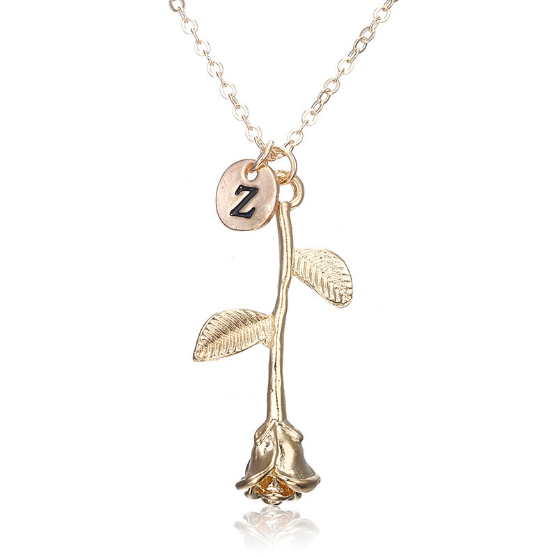 X146 Trendy Summer Gold Color Rose Shaped Pendant Necklace For Women Boho Party Jewelry Bff Charm Colar Rose Choker Necklace