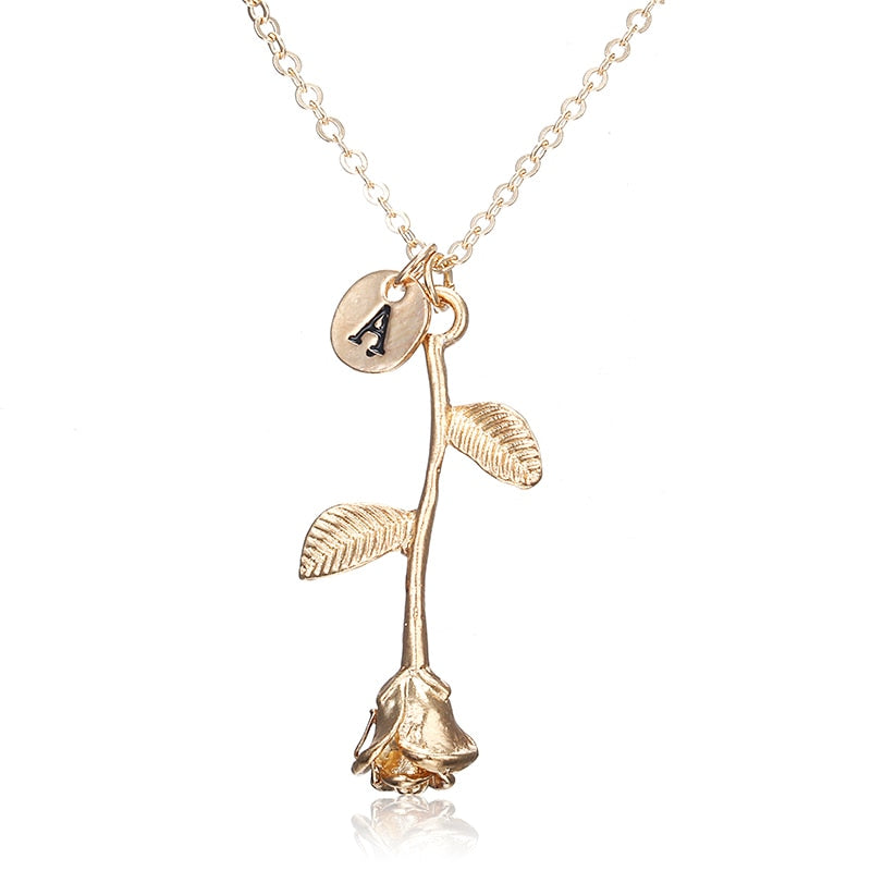 X146 Trendy Summer Gold Color Rose Shaped Pendant Necklace For Women Boho Party Jewelry Bff Charm Colar Rose Choker Necklace