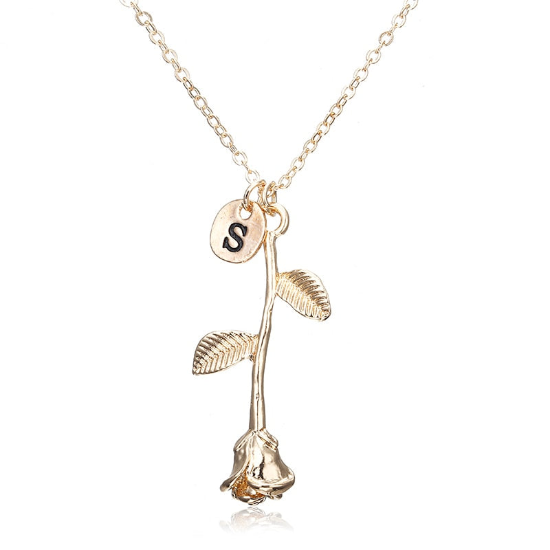 X146 Trendy Summer Gold Color Rose Shaped Pendant Necklace For Women Boho Party Jewelry Bff Charm Colar Rose Choker Necklace