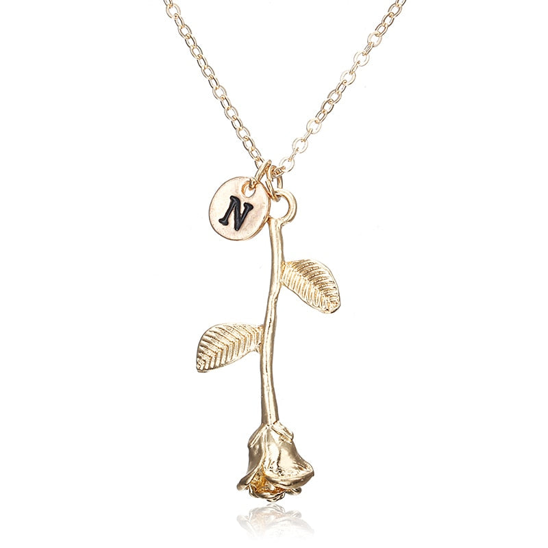 X146 Trendy Summer Gold Color Rose Shaped Pendant Necklace For Women Boho Party Jewelry Bff Charm Colar Rose Choker Necklace