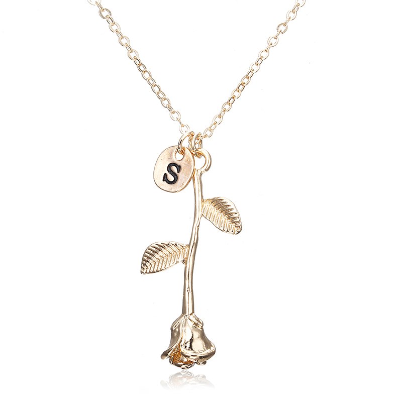 X146 Trendy Summer Gold Color Rose Shaped Pendant Necklace For Women Boho Party Jewelry Bff Charm Colar Rose Choker Necklace