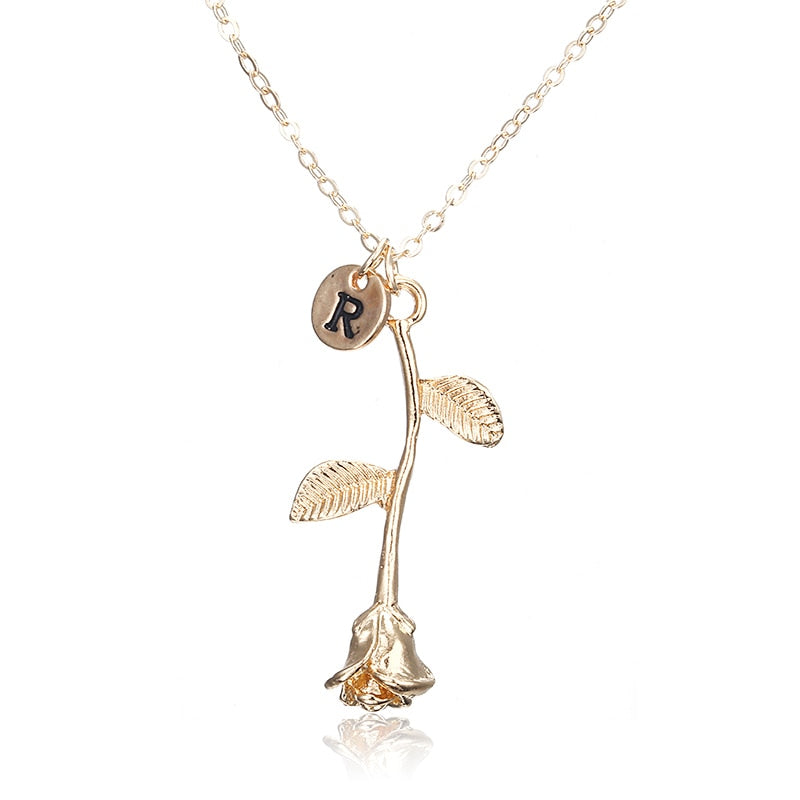 X146 Trendy Summer Gold Color Rose Shaped Pendant Necklace For Women Boho Party Jewelry Bff Charm Colar Rose Choker Necklace