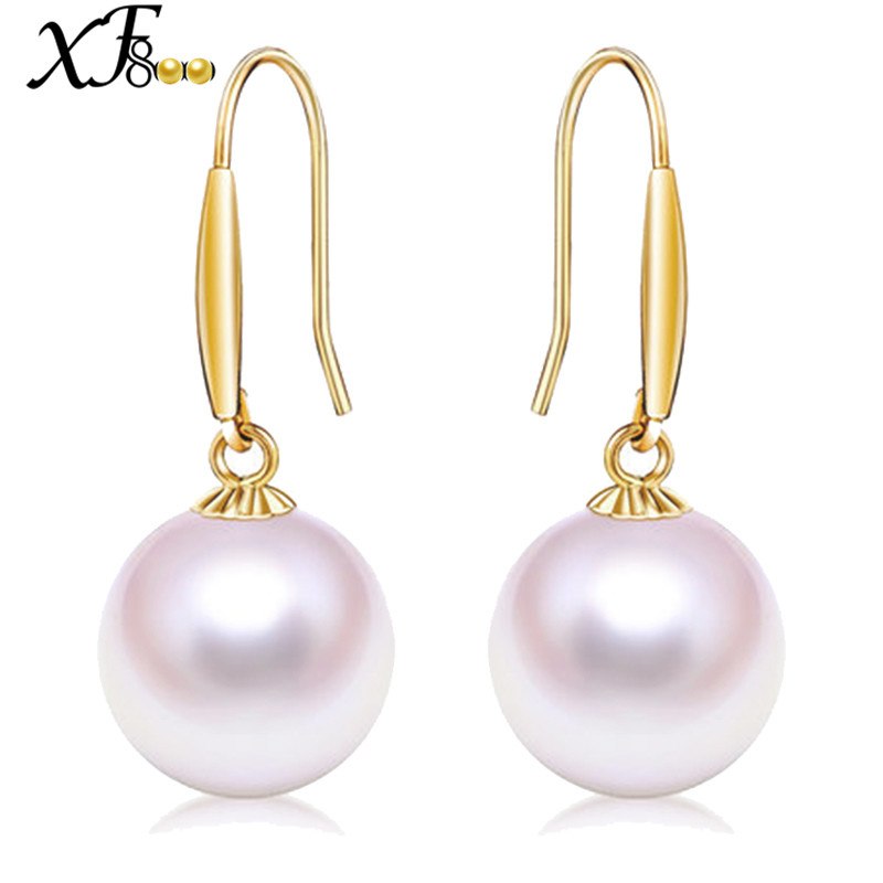 18K Gold Earrings Natural Fresh Water Au750 Pearl Earrings Jewlery Wedding Party Gift For Women Girl E236