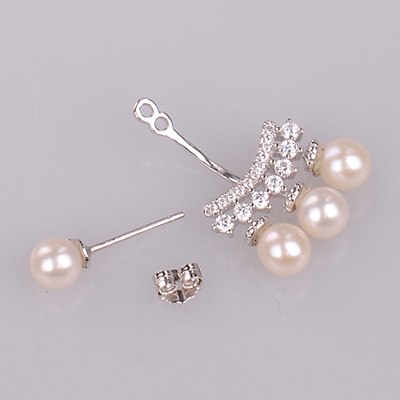 18k Gold Pearl Earrings Natural Round 5-5.5mm Trendy Earrings Ru750/silver For Choose New Wedding Party Fashion E121