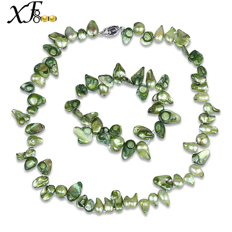 [XF800]Baroque Pearl Jewelry Sets Natural Irregular Choker Necklace & Bracelet New Trendy Party For Women Girl[T214]