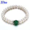 Classical Natural pearl bracelet .8-9mm flat shape Red/green agate bracelet for women S40