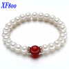 Classical Natural pearl bracelet .8-9mm flat shape Red/green agate bracelet for women S40