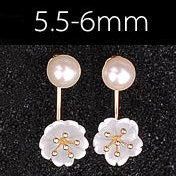 Double Earrings 18K Gold Pure Pearl Fashion Stude Earrings Wedding Party Gift For Women Girl Shellfish E129