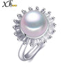 [XF800] Pearl Rings Jewelry Natural Big 10-11mm New Trendy Rings Wedding Bands Birthd Gift Flower [J208]