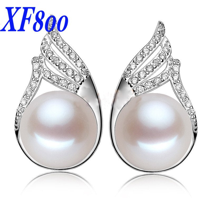 Max natural pear earrings, 10-11mm big size pearl stud earrings 3 color for choice best gift for women S07