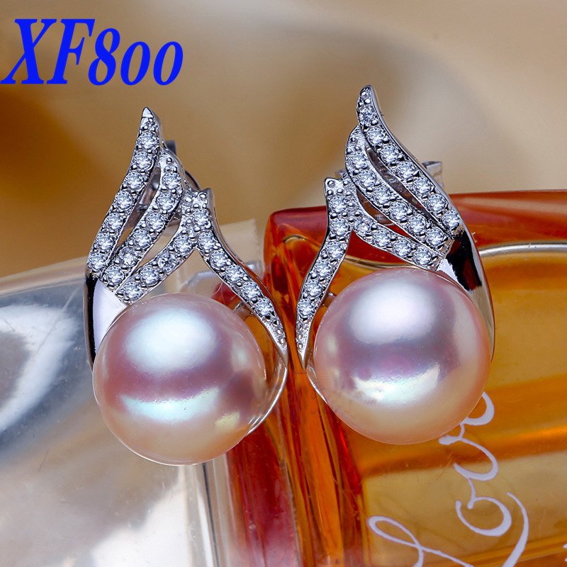 Max natural pear earrings, 10-11mm big size pearl stud earrings 3 color for choice best gift for women S07