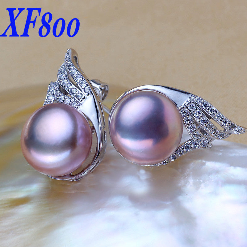 Max natural pear earrings, 10-11mm big size pearl stud earrings 3 color for choice best gift for women S07