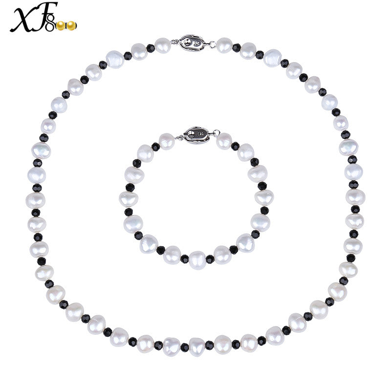 [XF800]Natural Baroque Pearl Jewelry Sets Pearl Trendy Choker Necklace & Bracelet For Women[T208]