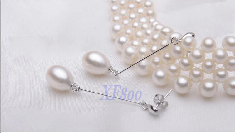 Natural Pearl Earrings Long Drop Earrings Fine Jewelry White&Pink&Purple Pearl Wedding Gift For Women S17