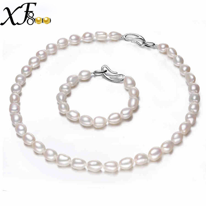 Natural pearl necklace jewelry sets ,9-10mm natural baroque pearl necklace & bracelet for womenS94