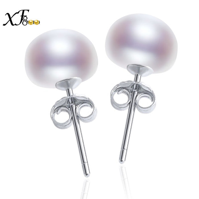 [XF800] Pearl Earrings 925 Sterling Silver Jewlery Natural Fresh Water Pearl Stud Earrings Wedding Party For Girl Women XFE253