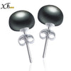 [XF800] Pearl Earrings 925 Sterling Silver Jewlery Natural Fresh Water Pearl Stud Earrings Wedding Party For Girl Women XFE253