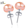 [XF800] Pearl Earrings 925 Sterling Silver Jewlery Natural Fresh Water Pearl Stud Earrings Wedding Party For Girl Women XFE253