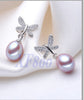 [XF800] Pearl Earrings Pearl Jewelry Genuine Pearl Drop Fashion Earrings Wendding Brithd Women Butterfly E1008