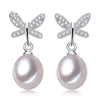 [XF800] Pearl Earrings Pearl Jewelry Genuine Pearl Drop Fashion Earrings Wendding Brithd Women Butterfly E1008