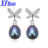 [XF800] Pearl Earrings Pearl Jewelry Genuine Pearl Drop Fashion Earrings Wendding Brithd Women Butterfly E1008