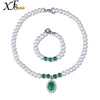 [XF800]Pearl Jewelry Sets For Women Genuine Fresh Water White 9-10mm Pearl Necklace Bracelet With Agate For Mother's day[T222]