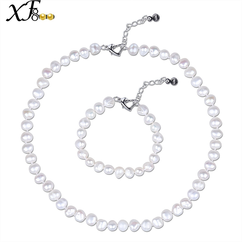 Pearl Jewelry Sets Natural Baroque Pearl Necklace Bracelet White Beads Adjustable Size For Women Wedding XFT242