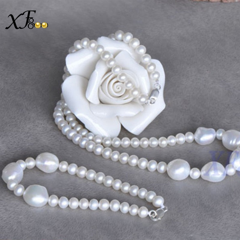 Unique Natural Pearl Jewelry Sets 9-10mm Baroque Shape Pearl Necklace & Bracelet Wedding Party For Women S93