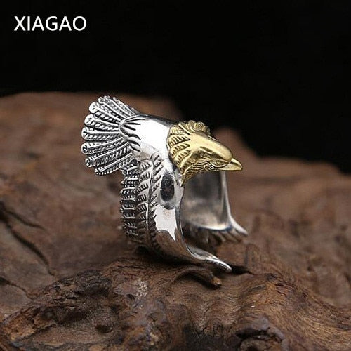 Gold Color Co Eagle Rings for Men 925 Sterling Silver Jewelry Ring Men Female Personality Vintage Ringen Jewelry