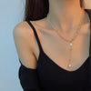 XIALUOKE Japan Asymmetric Double Chain Pearl Pendant Necklace For Women Bohemia Long Sweater Necklaces Jewelry Gift 870