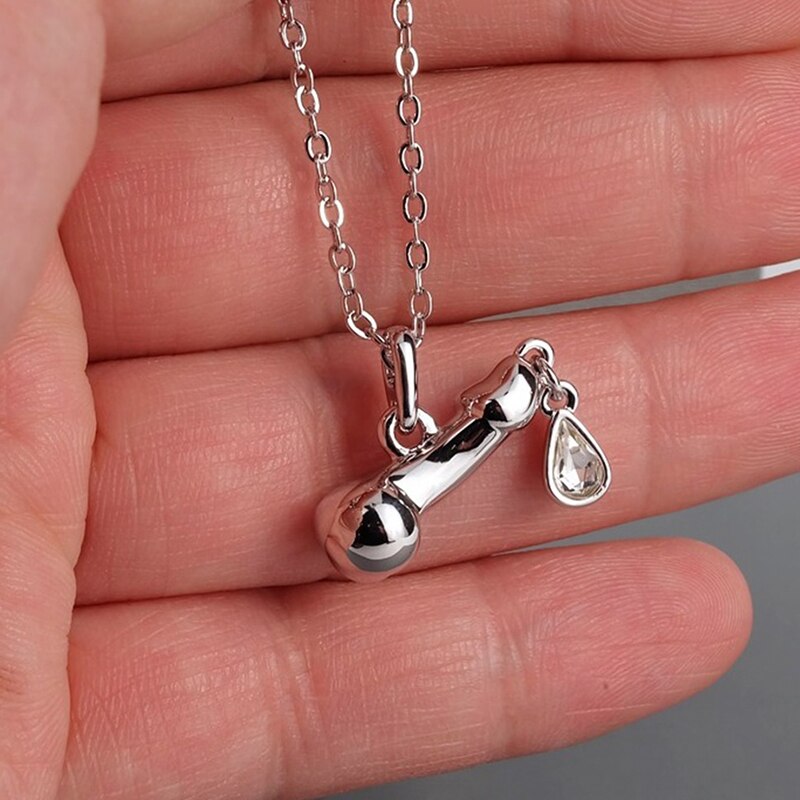 XIAOJINGLING Punk Rock Unisex Zircon Male Genitalia Sexy Peny Necklace Creative Jewelry Choker Good Gift for Lovers