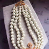 XIAOJINGLING Three Layers High Gloss Pearl Rhinestone Stone Necklace Clavicle Chain Retro Bridal Wedding Jewelry Accessory