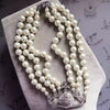 XIAOJINGLING Three Layers High Gloss Pearl Rhinestone Stone Necklace Clavicle Chain Retro Bridal Wedding Jewelry Accessory