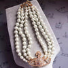 XIAOJINGLING Three Layers High Gloss Pearl Rhinestone Stone Necklace Clavicle Chain Retro Bridal Wedding Jewelry Accessory