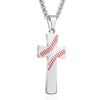 Gold Silver Black Color Stainless Steel Baseball Cross Pendant Necklace For Women Men Hiphop 60cm Link Chain Necklace