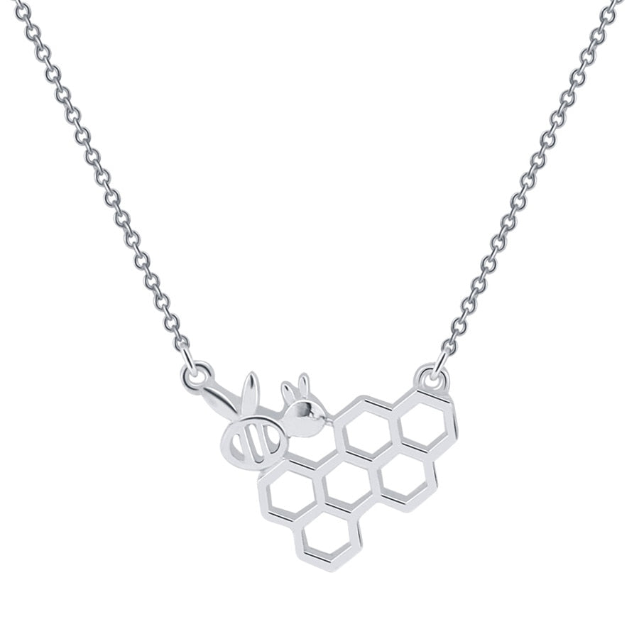 Trendy Simple Honeycomb Bee Pendant Necklace For Women Girls Gold Color Cute Hollow Animal Necklace Fashion Jewelry Gift