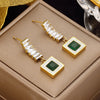 XINYIXIN 316L Stainless Steel Square Green Zircon Drop Earrings For Women Girls  Ear Jewelry Party Gifts TrendСерьги