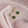 XINYIXIN 316L Stainless Steel Square Green Zircon Drop Earrings For Women Girls  Ear Jewelry Party Gifts TrendСерьги