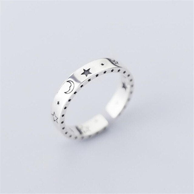 XIYANIKE 925 Sterling Silver Vintage Smile Cry Face Heart Geometric Irregular Finger Open Rings For Party Birthday Gift