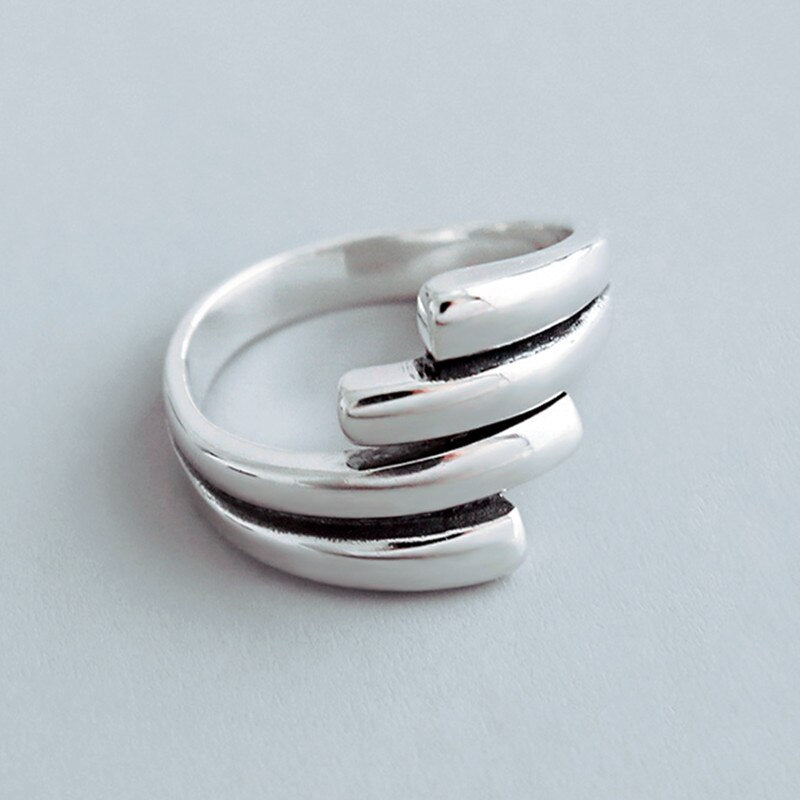 XIYANIKE 925 Sterling Silver Vintage Smile Cry Face Heart Geometric Irregular Finger Open Rings For Party Birthday Gift