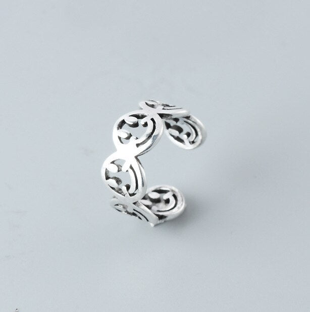 XIYANIKE 925 Sterling Silver Vintage Smile Cry Face Heart Geometric Irregular Finger Open Rings For Party Birthday Gift